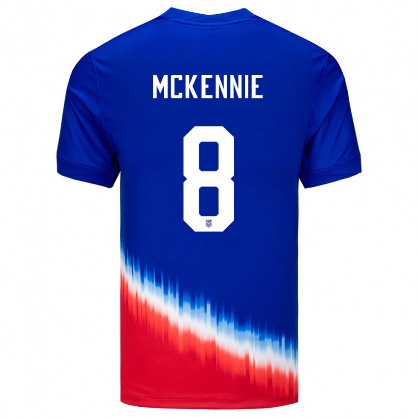 Hombre Camiseta Estados Unidos Weston Mckennie #8 Azul 2ª Equipación 24-26 La Camisa Perú