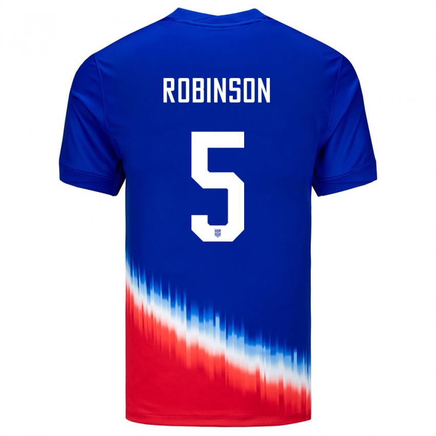 Hombre Camiseta Estados Unidos Antonee Robinson #5 Azul 2ª Equipación 24-26 La Camisa Perú