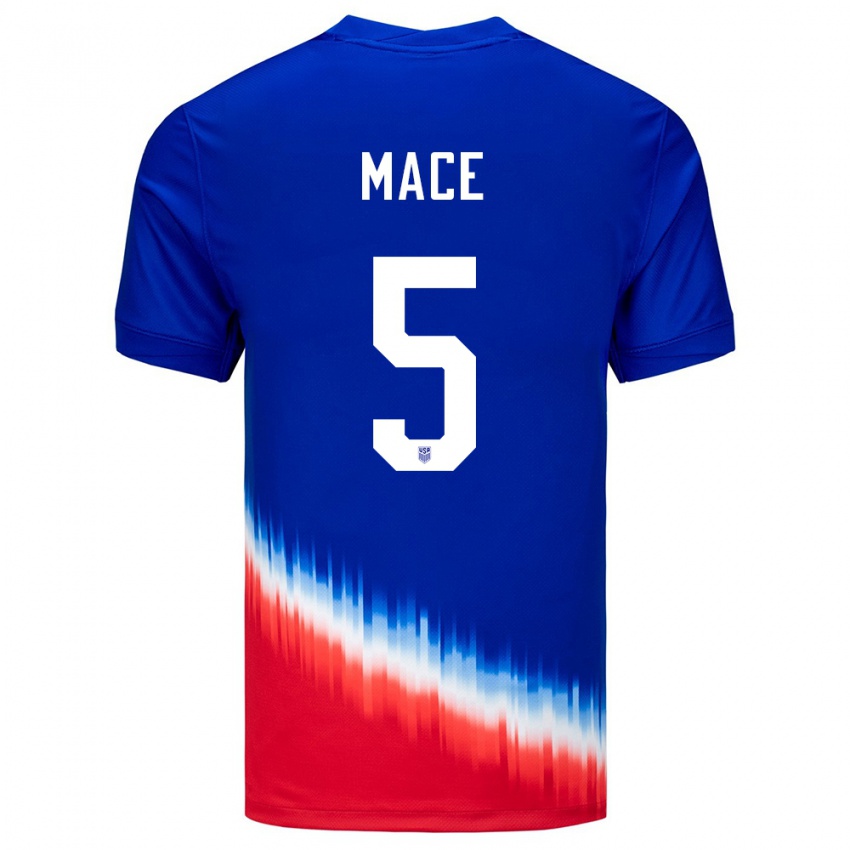 Hombre Camiseta Estados Unidos Hailie Mace #5 Azul 2ª Equipación 24-26 La Camisa Perú