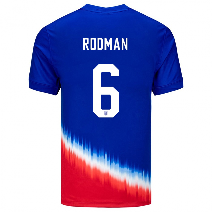 Hombre Camiseta Estados Unidos Trinity Rodman #6 Azul 2ª Equipación 24-26 La Camisa Perú