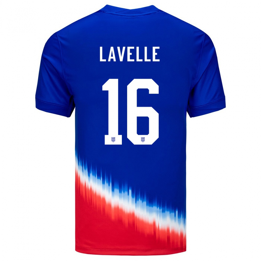 Hombre Camiseta Estados Unidos Rose Lavelle #16 Azul 2ª Equipación 24-26 La Camisa Perú