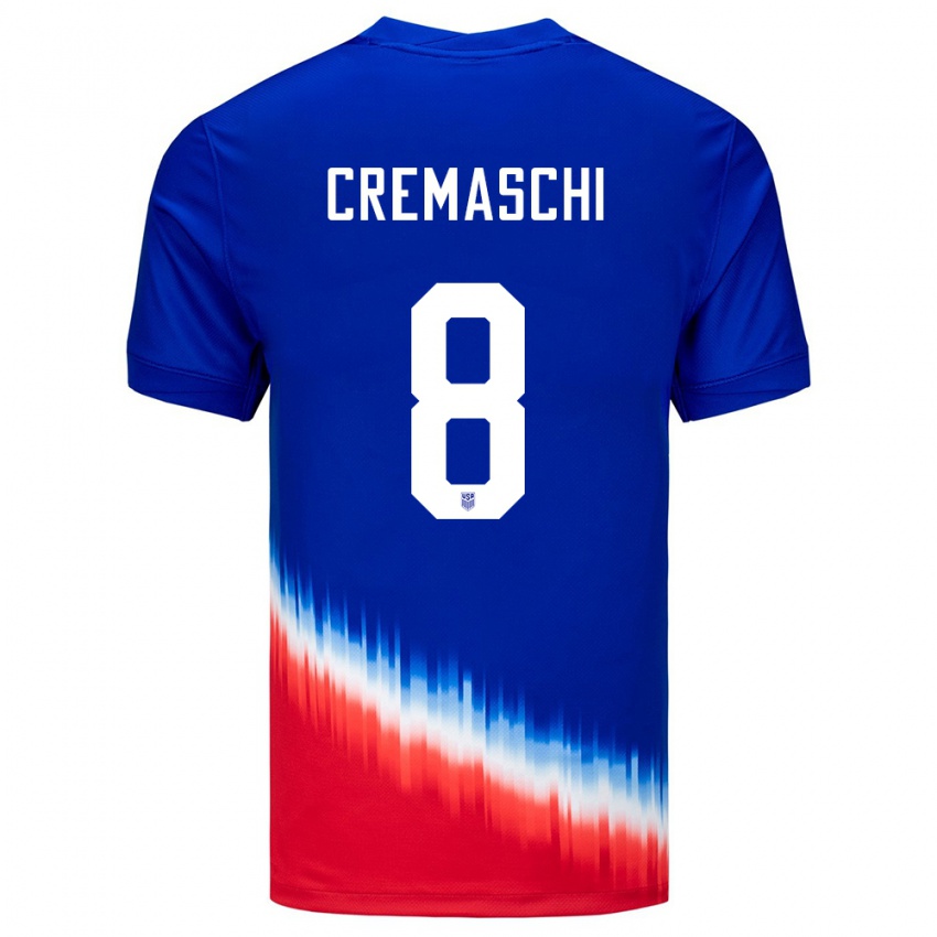 Hombre Camiseta Estados Unidos Benjamin Cremaschi #8 Azul 2ª Equipación 24-26 La Camisa Perú