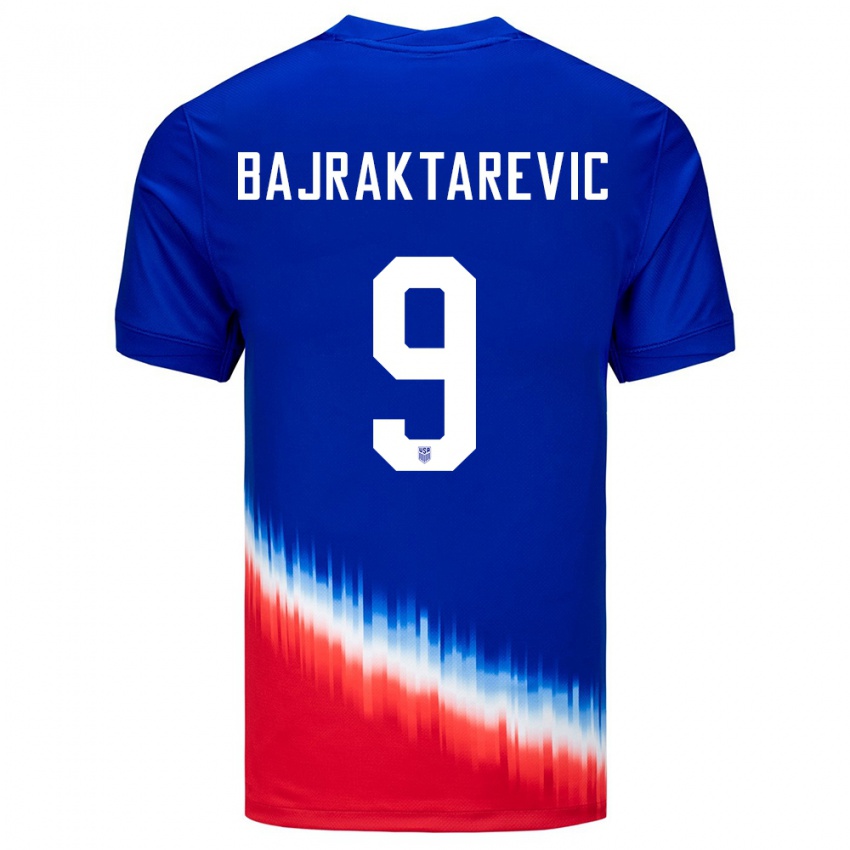 Hombre Camiseta Estados Unidos Esmir Bajraktarevic #9 Azul 2ª Equipación 24-26 La Camisa Perú