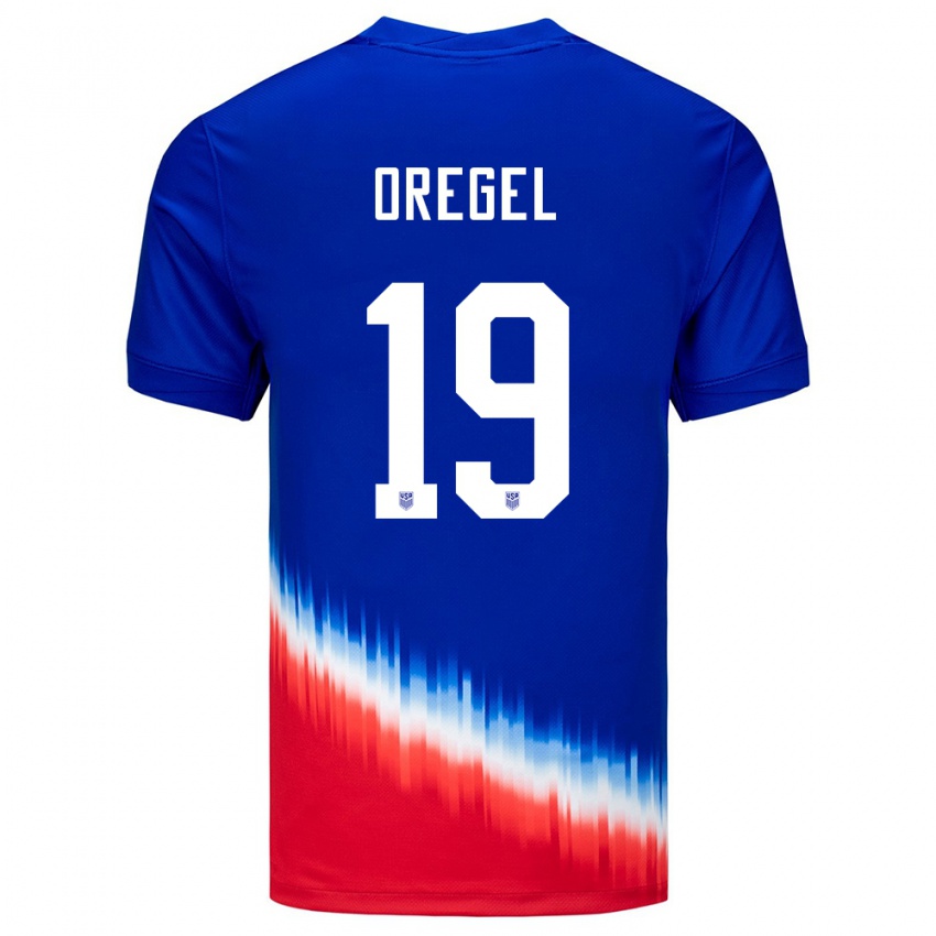 Hombre Camiseta Estados Unidos Sergio Oregel #19 Azul 2ª Equipación 24-26 La Camisa Perú
