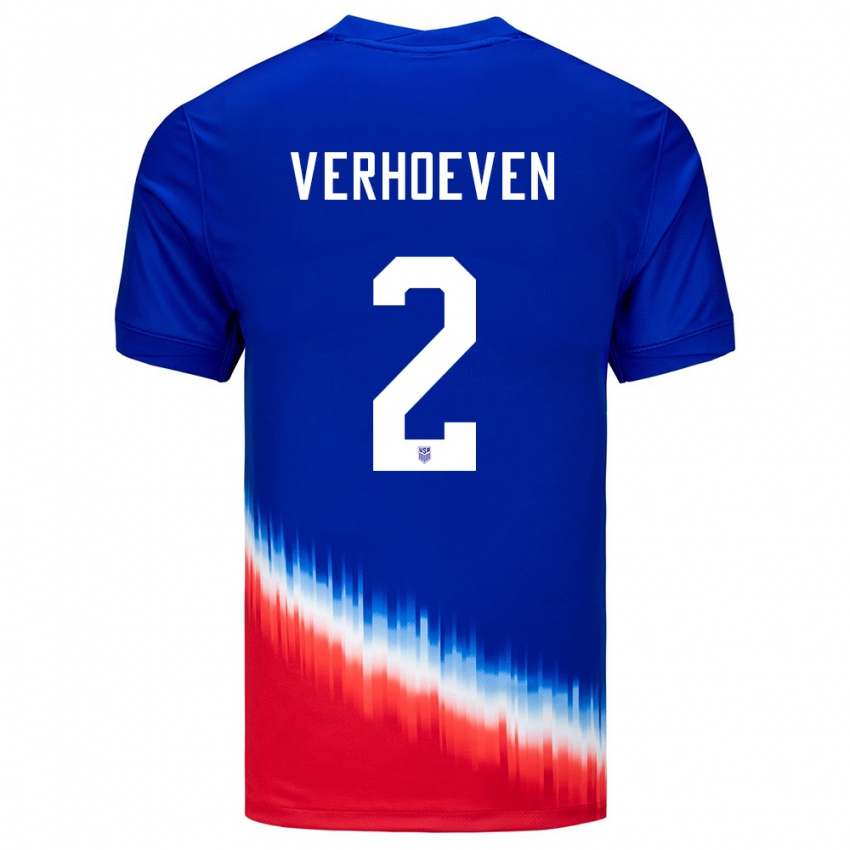 Hombre Camiseta Estados Unidos Oscar Verhoeven #2 Azul 2ª Equipación 24-26 La Camisa Perú