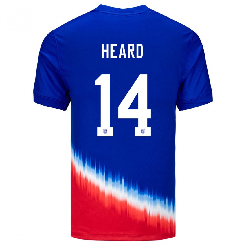 Hombre Camiseta Estados Unidos Aaron Heard #14 Azul 2ª Equipación 24-26 La Camisa Perú