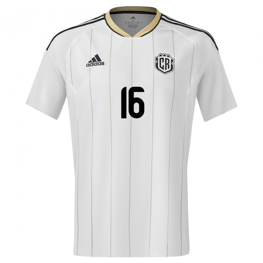 Hombre Camiseta Costa Rica Andrey Salmeron #16 Blanco 2ª Equipación 24-26 La Camisa Perú