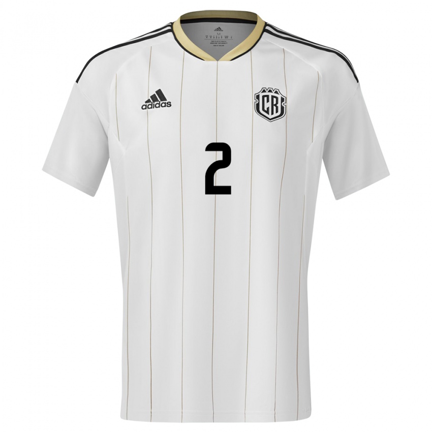 Hombre Camiseta Costa Rica Daniel Chacon #2 Blanco 2ª Equipación 24-26 La Camisa Perú