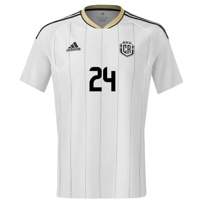 Hombre Camiseta Costa Rica Douglas Lopez #24 Blanco 2ª Equipación 24-26 La Camisa Perú