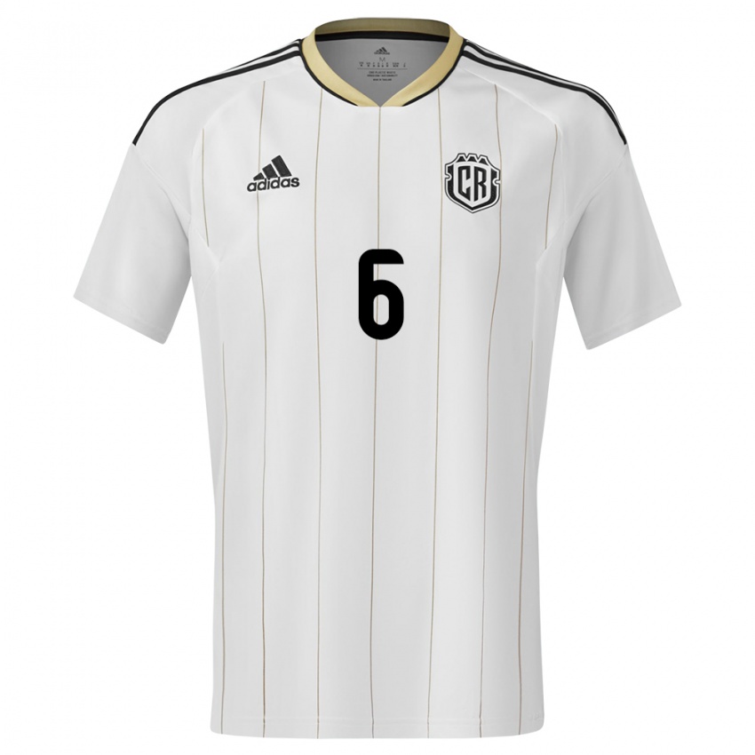 Hombre Camiseta Costa Rica Ricardo Pena #6 Blanco 2ª Equipación 24-26 La Camisa Perú