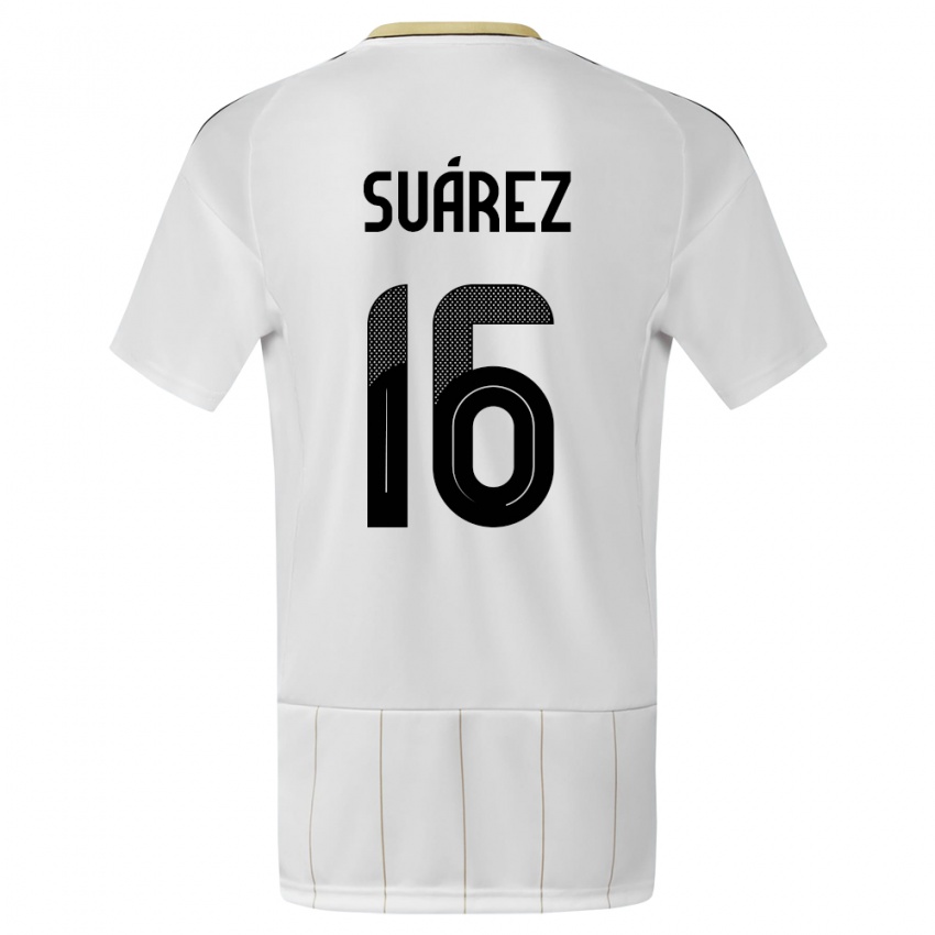 Hombre Camiseta Costa Rica Aaron Suarez #16 Blanco 2ª Equipación 24-26 La Camisa Perú