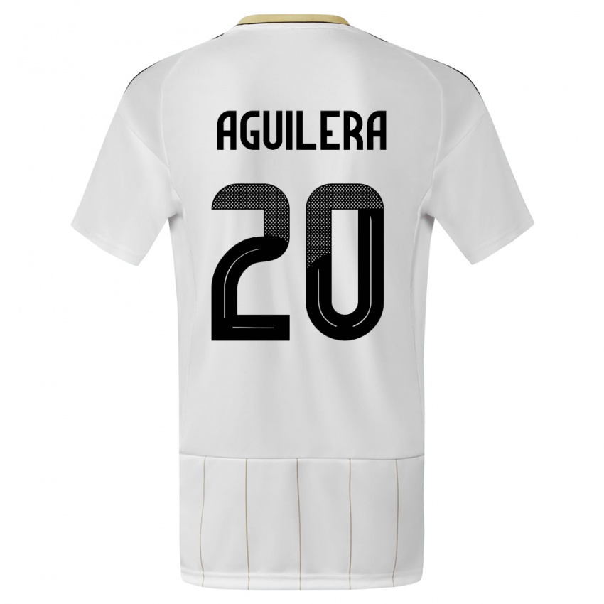 Hombre Camiseta Costa Rica Brandon Aguilera #20 Blanco 2ª Equipación 24-26 La Camisa Perú