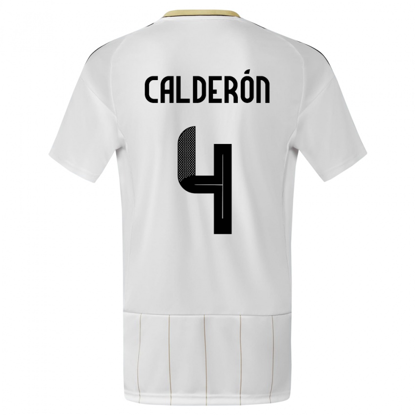 Hombre Camiseta Costa Rica Brandon Calderon #4 Blanco 2ª Equipación 24-26 La Camisa Perú