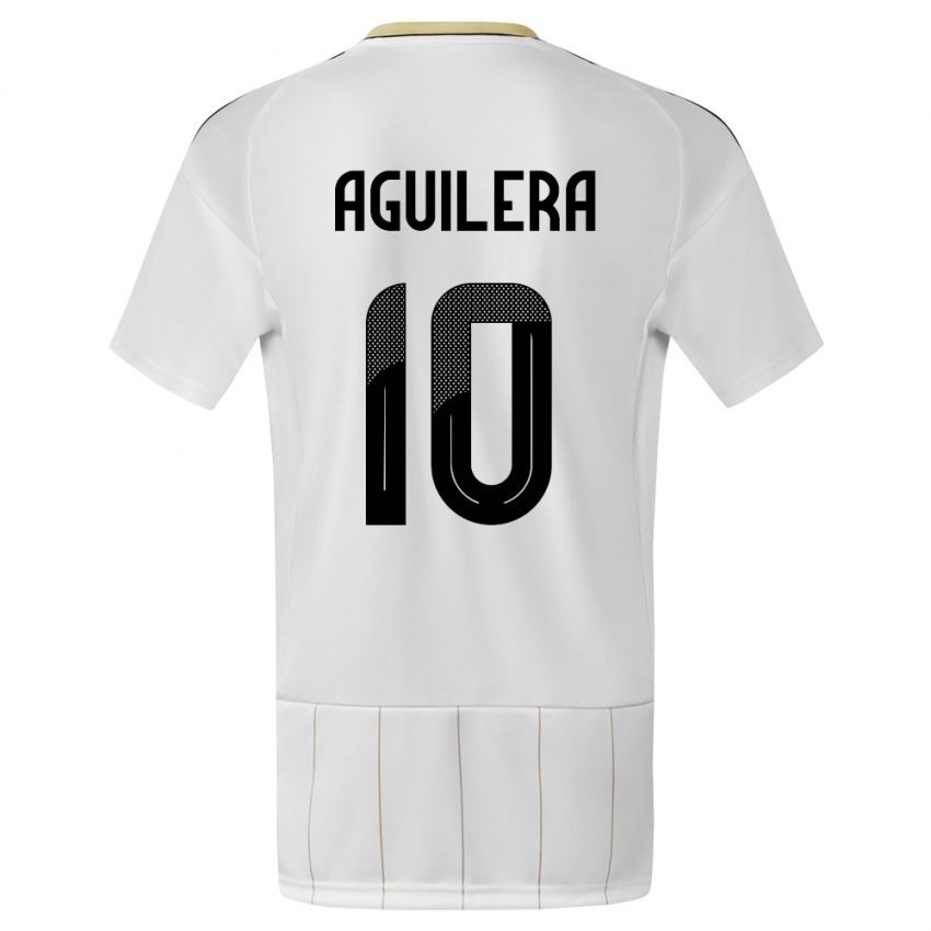 Hombre Camiseta Costa Rica Brandon Aguilera #10 Blanco 2ª Equipación 24-26 La Camisa Perú