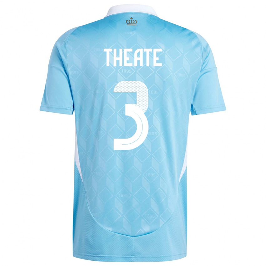 Hombre Camiseta Bélgica Arthur Theate #3 Azul 2ª Equipación 24-26 La Camisa Perú