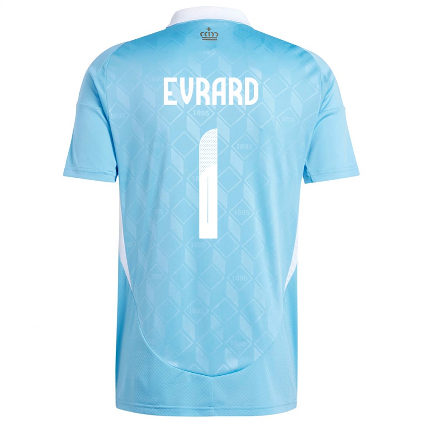 Hombre Camiseta Bélgica Nicky Evrard #1 Azul 2ª Equipación 24-26 La Camisa Perú