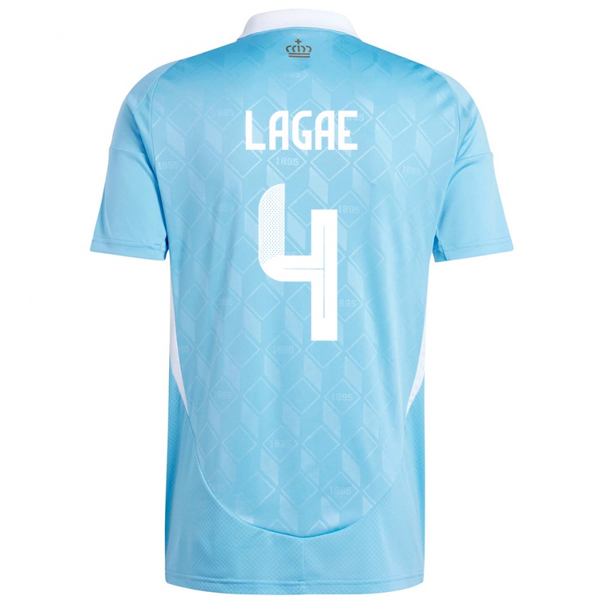 Hombre Camiseta Bélgica Bram Lagae #4 Azul 2ª Equipación 24-26 La Camisa Perú