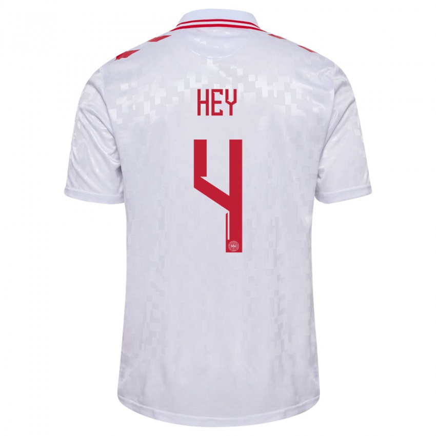 Hombre Camiseta Dinamarca Lucas Hey #4 Blanco 2ª Equipación 24-26 La Camisa Perú