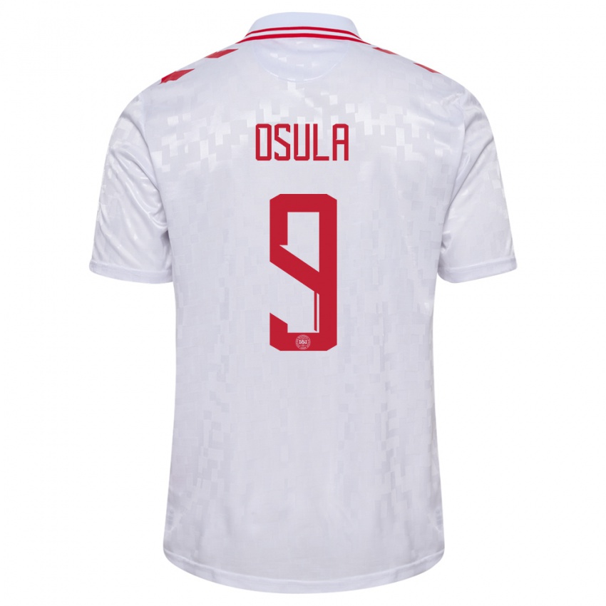 Hombre Camiseta Dinamarca William Osula #9 Blanco 2ª Equipación 24-26 La Camisa Perú