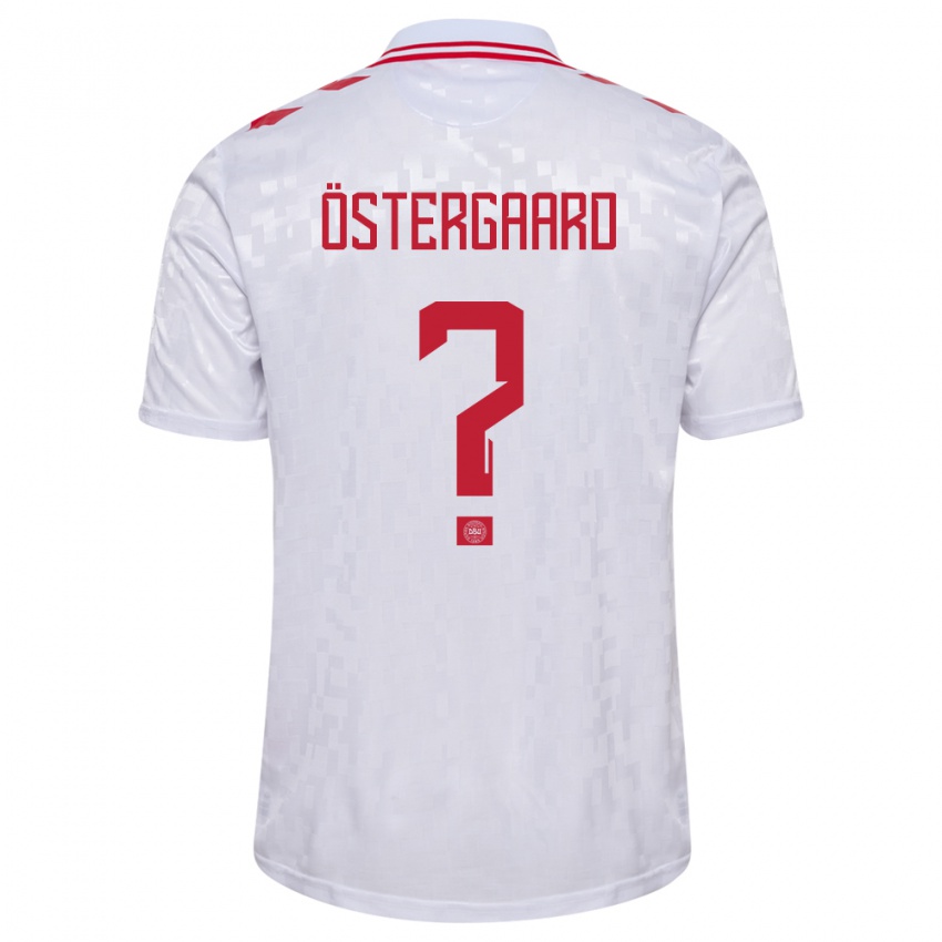 Hombre Camiseta Dinamarca Christian Östergaard #0 Blanco 2ª Equipación 24-26 La Camisa Perú