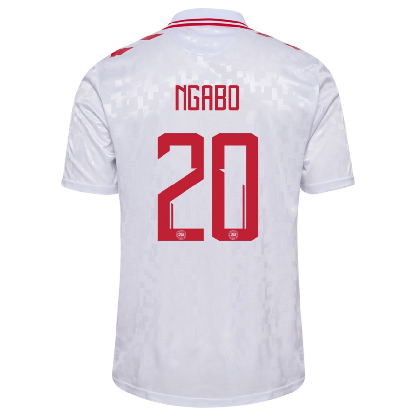 Hombre Camiseta Dinamarca Sanders Ngabo #20 Blanco 2ª Equipación 24-26 La Camisa Perú