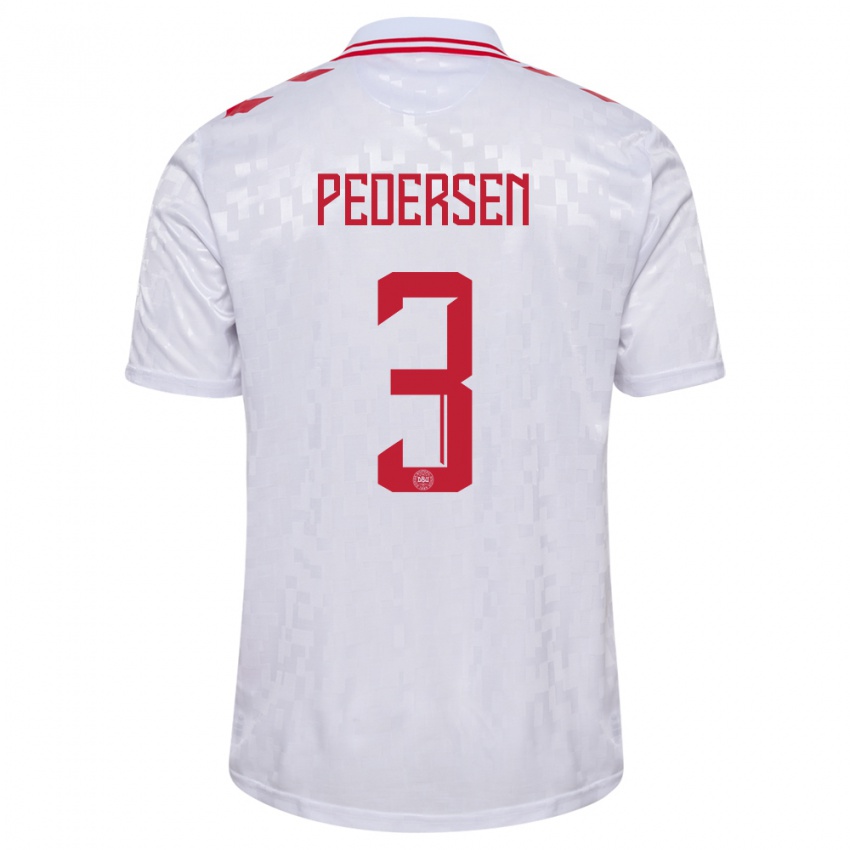 Hombre Camiseta Dinamarca Stine Ballisager Pedersen #3 Blanco 2ª Equipación 24-26 La Camisa Perú