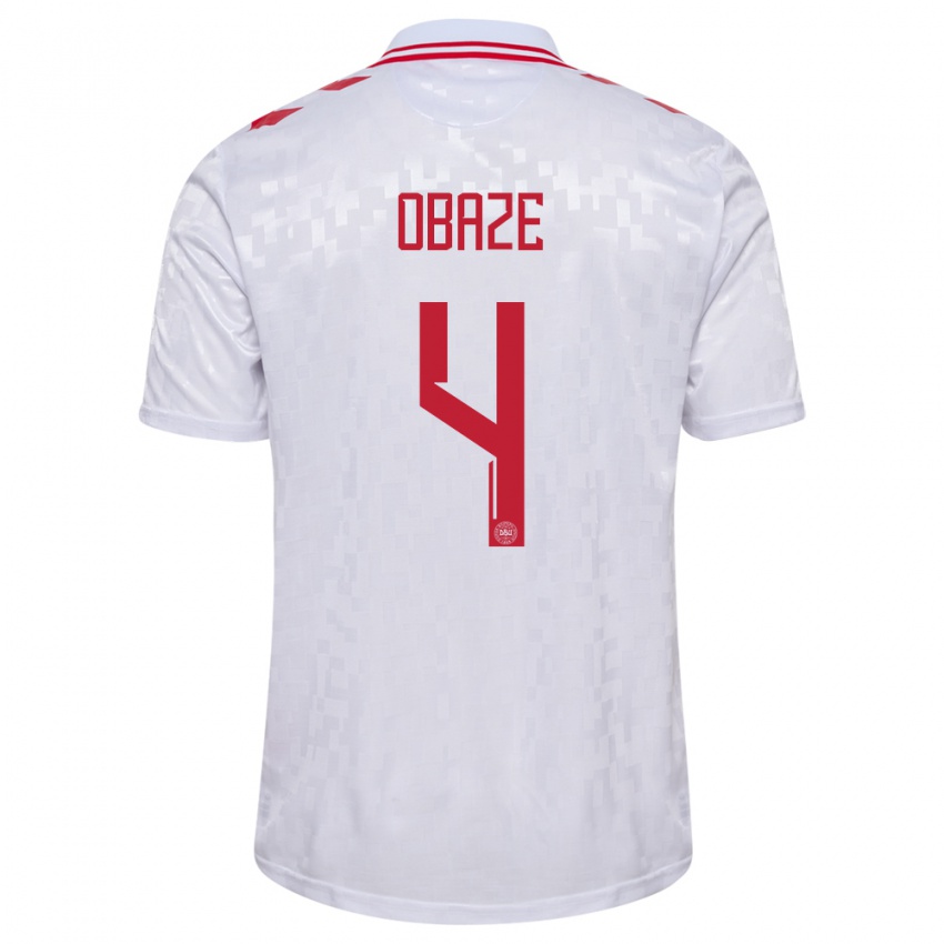 Hombre Camiseta Dinamarca Isabella Obaze #4 Blanco 2ª Equipación 24-26 La Camisa Perú