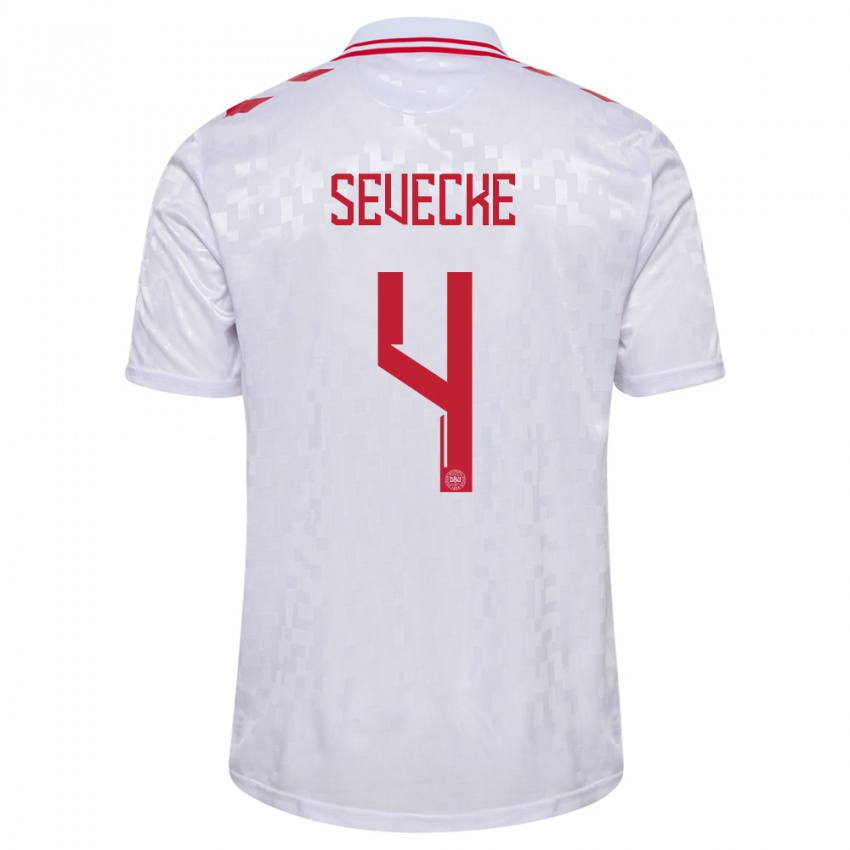 Hombre Camiseta Dinamarca Rikke Sevecke #4 Blanco 2ª Equipación 24-26 La Camisa Perú