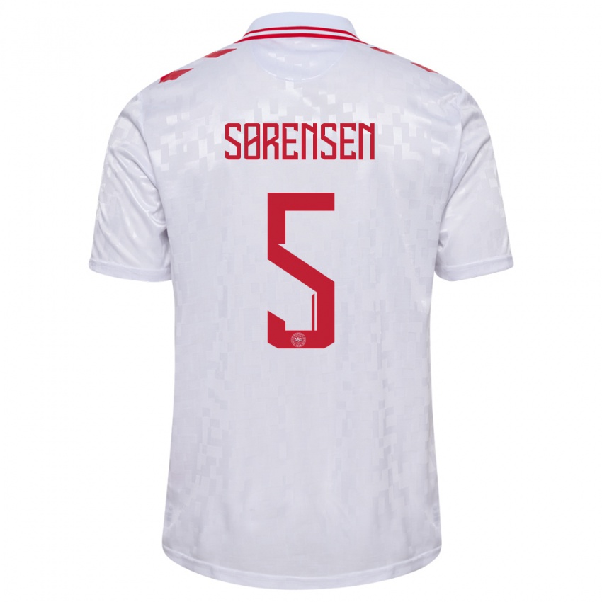 Hombre Camiseta Dinamarca Simone Boye Sorensen #5 Blanco 2ª Equipación 24-26 La Camisa Perú