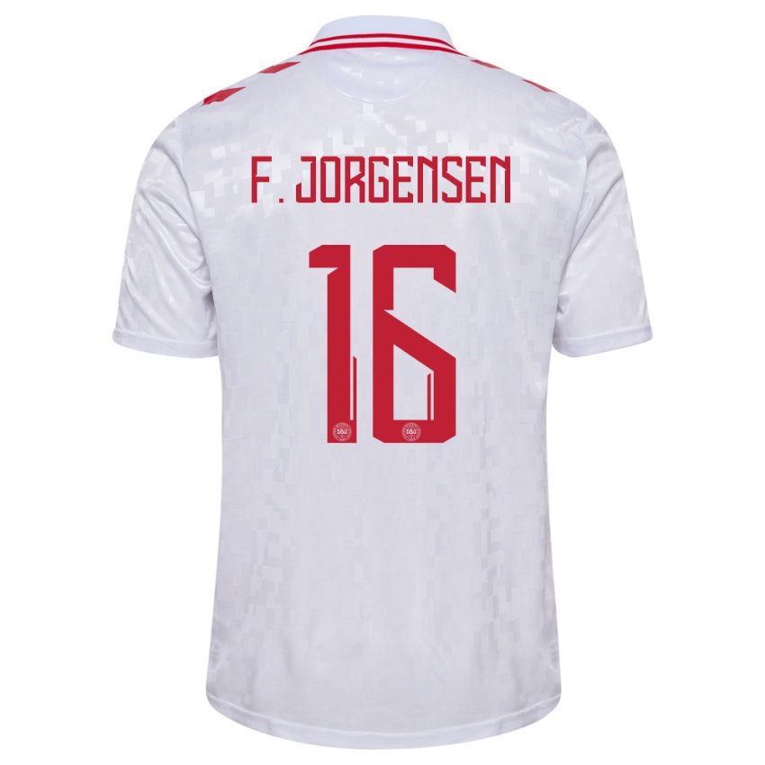 Hombre Camiseta Dinamarca Filip Jorgensen #16 Blanco 2ª Equipación 24-26 La Camisa Perú