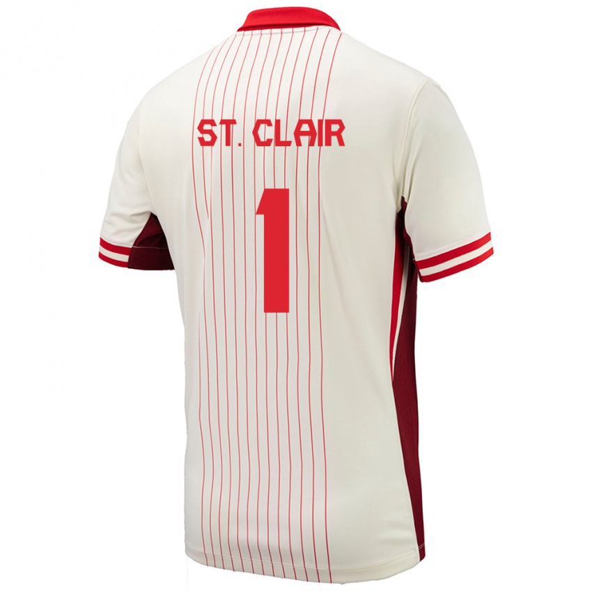 Hombre Camiseta Canadá Dayne St Clair #1 Blanco 2ª Equipación 24-26 La Camisa Perú