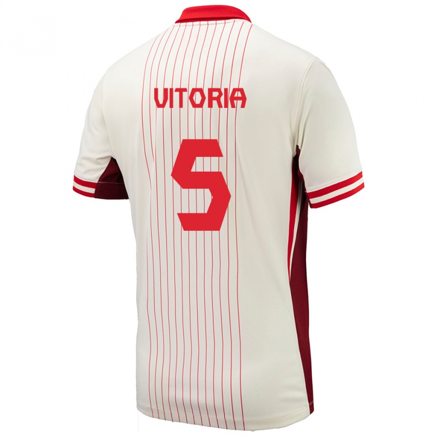 Hombre Camiseta Canadá Steven Vitoria #5 Blanco 2ª Equipación 24-26 La Camisa Perú