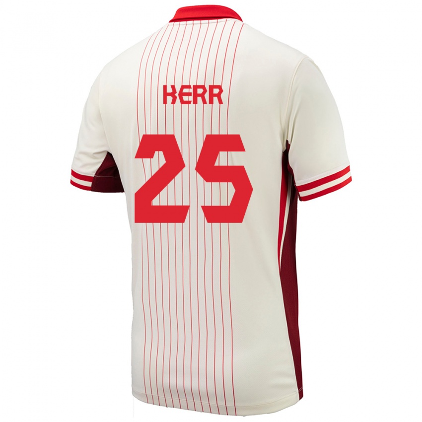 Hombre Camiseta Canadá Devon Kerr #25 Blanco 2ª Equipación 24-26 La Camisa Perú