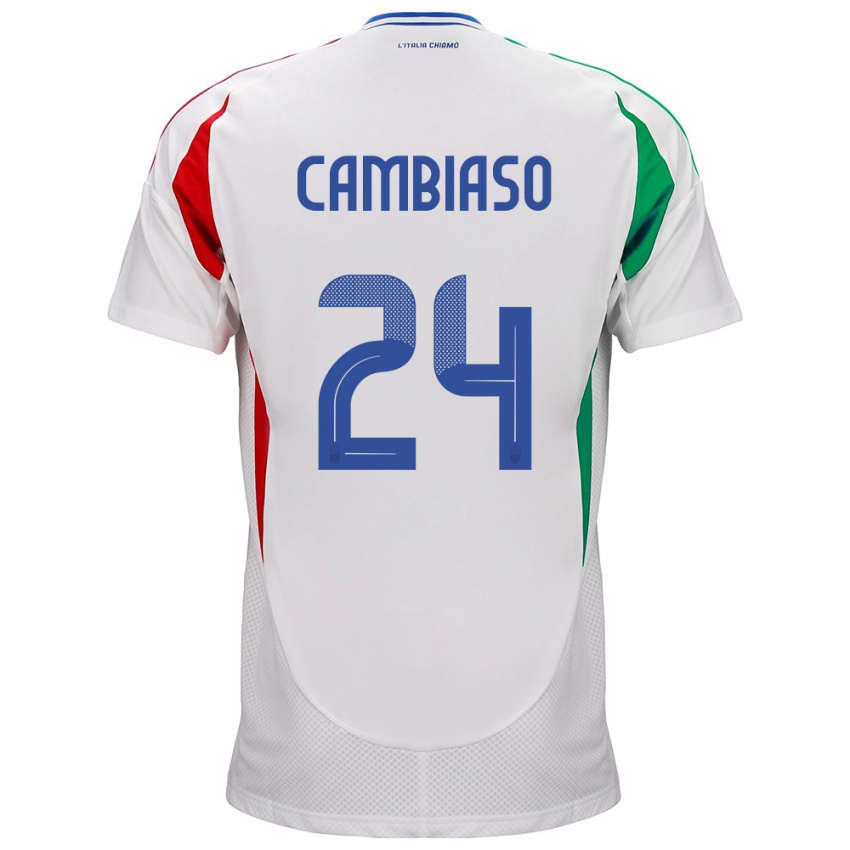 Hombre Camiseta Italia Andrea Cambiaso #24 Blanco 2ª Equipación 24-26 La Camisa Perú