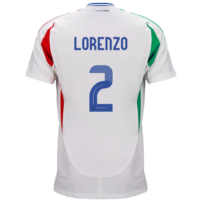 Hombre Camiseta Italia Giovanni Di Lorenzo #2 Blanco 2ª Equipación 24-26 La Camisa Perú