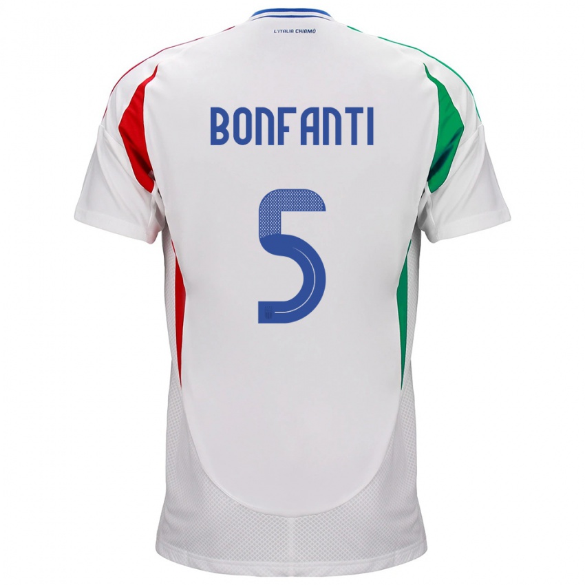 Hombre Camiseta Italia Giovanni Bonfanti #5 Blanco 2ª Equipación 24-26 La Camisa Perú