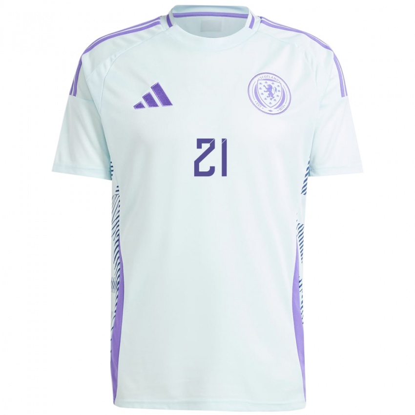 Hombre Camiseta Escocia Zander Clark #21 Azul Menta Claro 2ª Equipación 24-26 La Camisa Perú