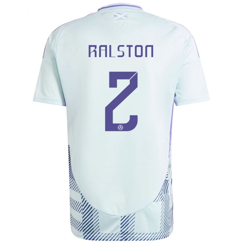 Hombre Camiseta Escocia Anthony Ralston #2 Azul Menta Claro 2ª Equipación 24-26 La Camisa Perú