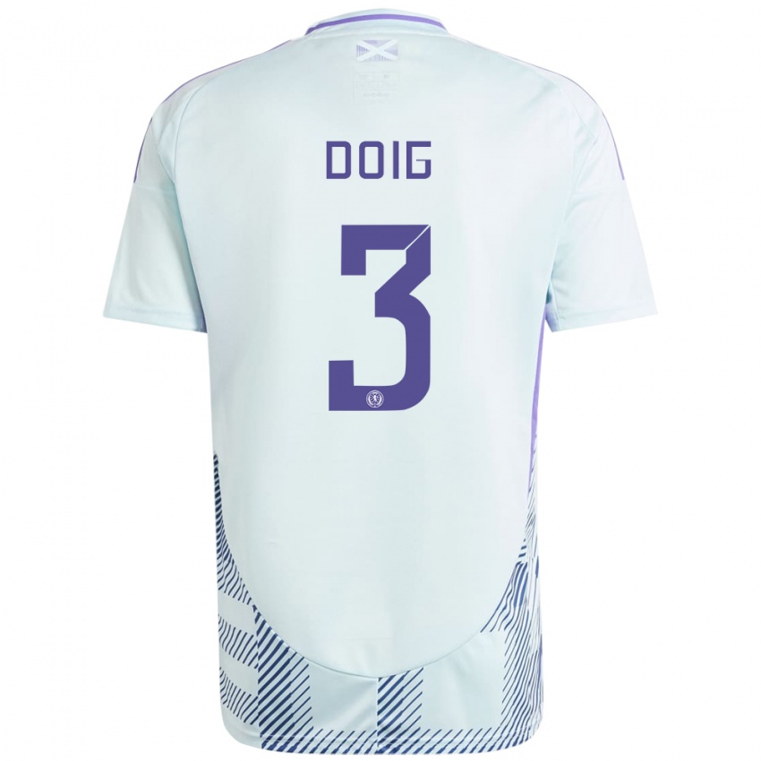 Hombre Camiseta Escocia Josh Doig #3 Azul Menta Claro 2ª Equipación 24-26 La Camisa Perú