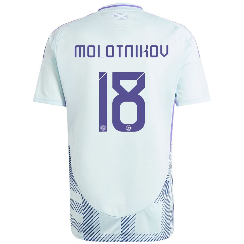 Hombre Camiseta Escocia Rudi Molotnikov #18 Azul Menta Claro 2ª Equipación 24-26 La Camisa Perú