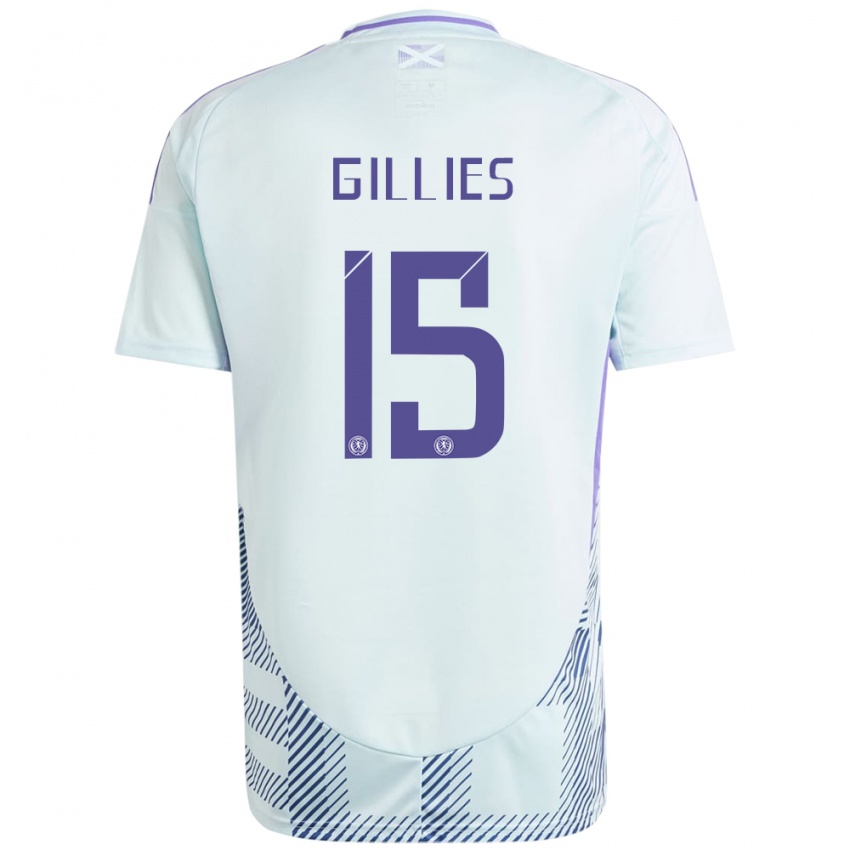 Hombre Camiseta Escocia Matthew Gillies #15 Azul Menta Claro 2ª Equipación 24-26 La Camisa Perú