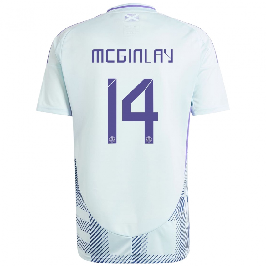 Hombre Camiseta Escocia Aiden Mcginlay #14 Azul Menta Claro 2ª Equipación 24-26 La Camisa Perú