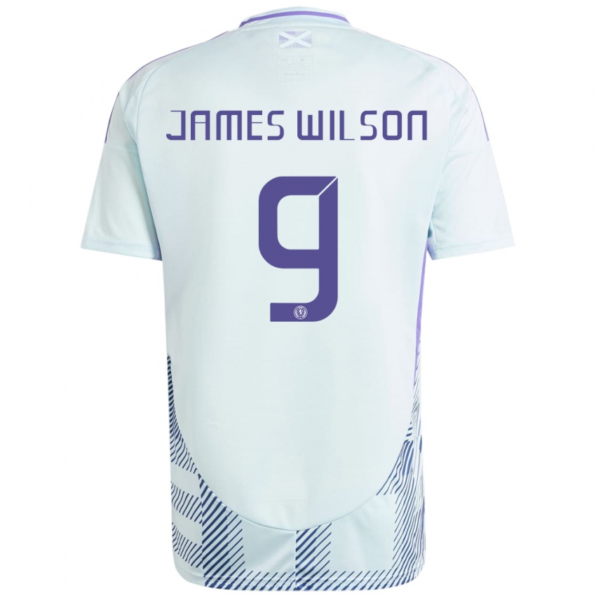 Hombre Camiseta Escocia James Wilson #9 Azul Menta Claro 2ª Equipación 24-26 La Camisa Perú