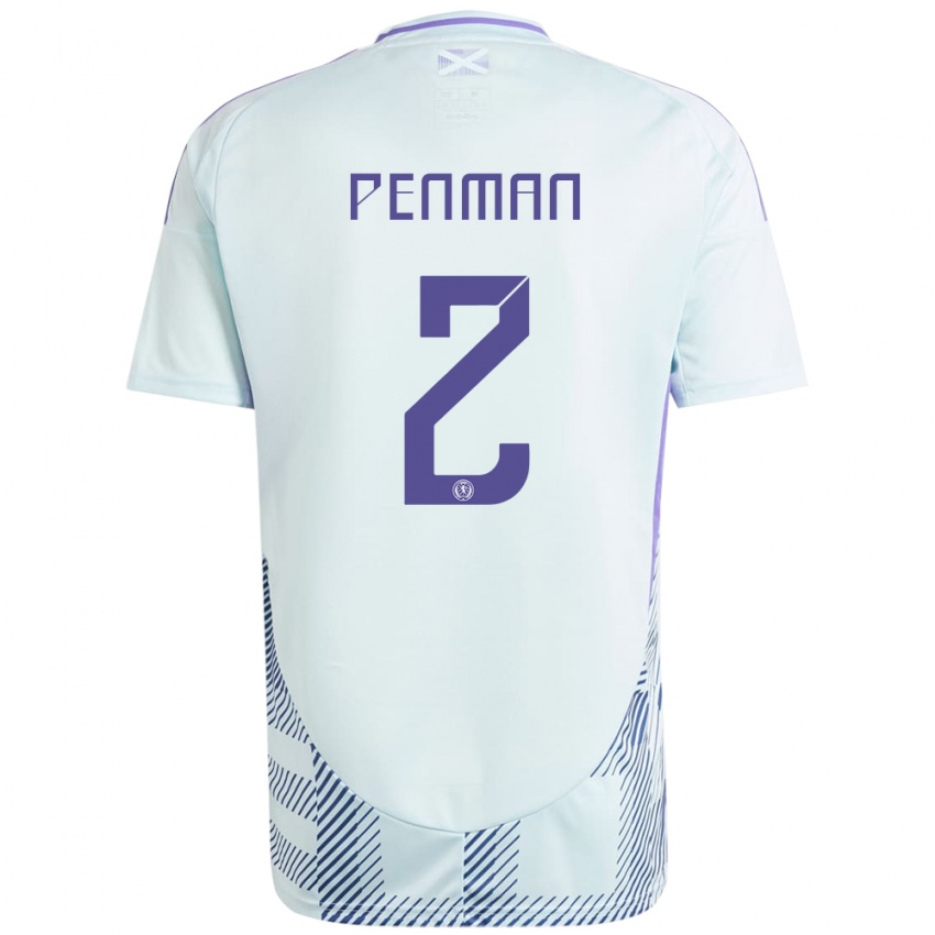 Hombre Camiseta Escocia Callum Penman #2 Azul Menta Claro 2ª Equipación 24-26 La Camisa Perú