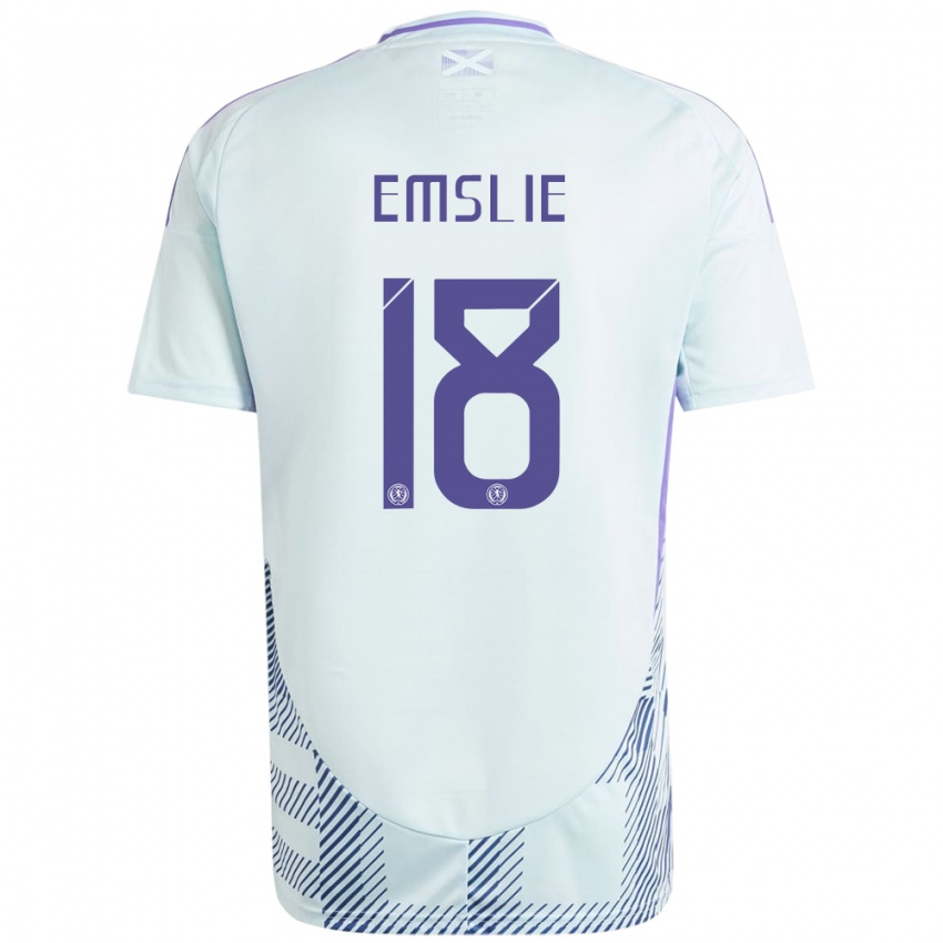 Hombre Camiseta Escocia Claire Emslie #18 Azul Menta Claro 2ª Equipación 24-26 La Camisa Perú