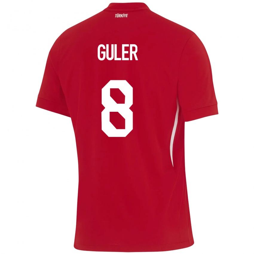 Hombre Camiseta Turquía Arda Güler #8 Rojo 2ª Equipación 24-26 La Camisa Perú