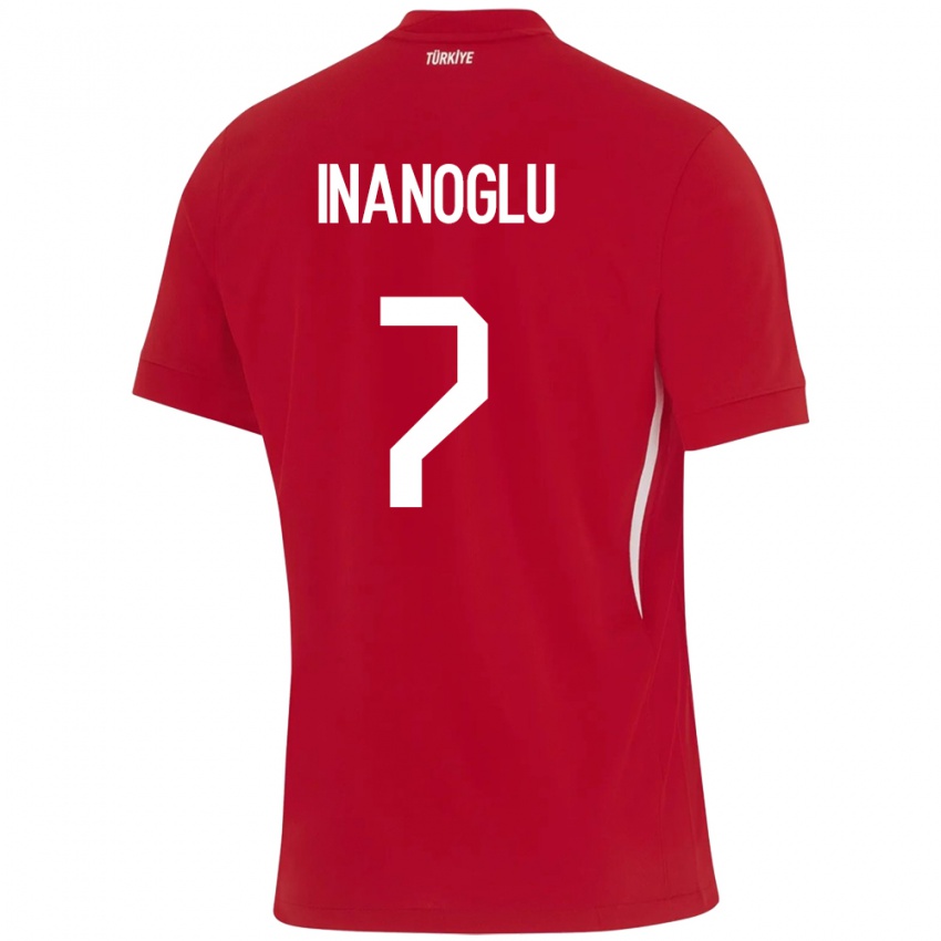 Hombre Camiseta Turquía Kaan İnanoğlu #7 Rojo 2ª Equipación 24-26 La Camisa Perú