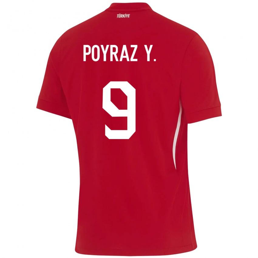 Hombre Camiseta Turquía Poyraz Yıldırım #9 Rojo 2ª Equipación 24-26 La Camisa Perú