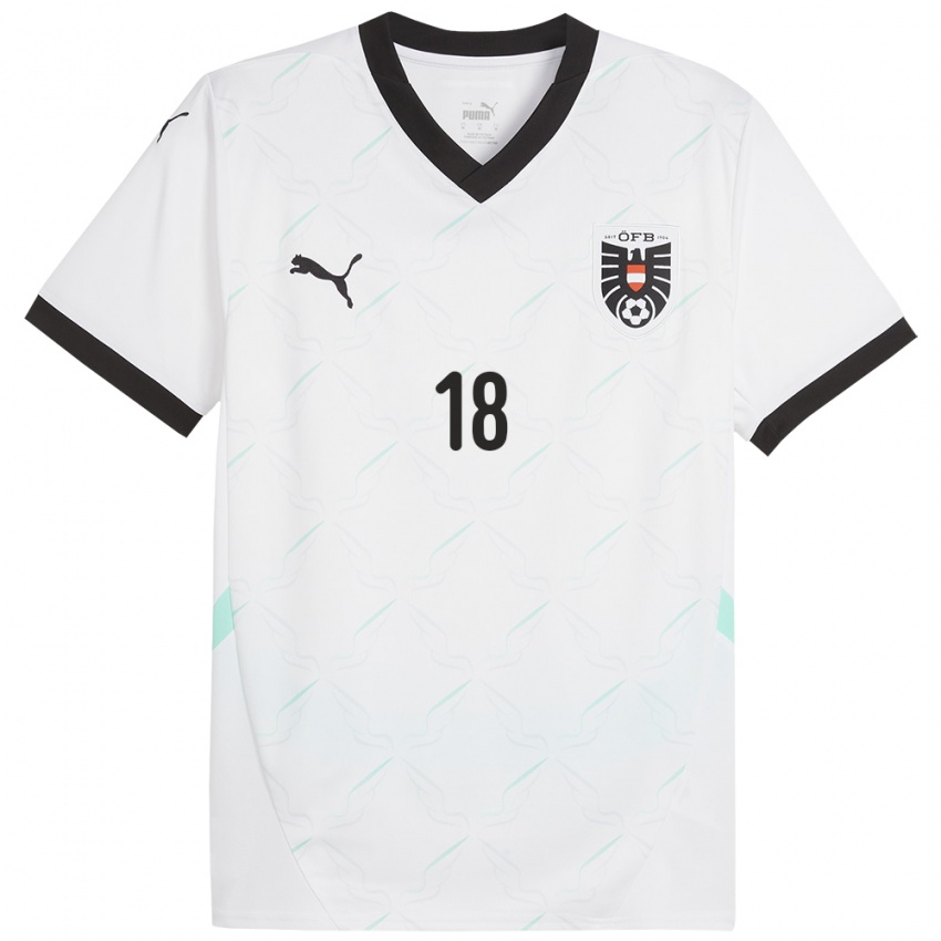 Hombre Camiseta Austria Romano Schmid #18 Blanco 2ª Equipación 24-26 La Camisa Perú