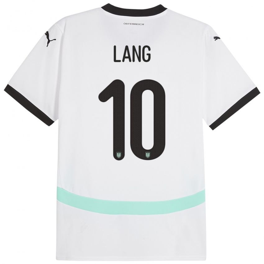 Hombre Camiseta Austria Christoph Lang #10 Blanco 2ª Equipación 24-26 La Camisa Perú